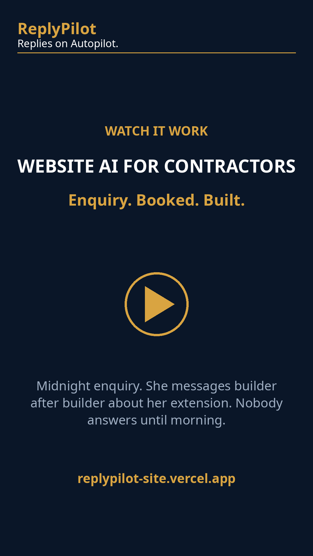 General Contractor β Website AI Chatbot Demo β Night Enquiry Booked as a Site Visit